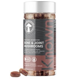 Bone & Joint Support Mushrooms Gummies with Maitake, Chaga, Vitamin D3 & K2 | Delicious Natural Blueberry Flavour | 60 Two-a-Day Vegan Gummies (One Month’s Supply)