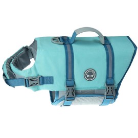 VIVAGLORY Ripstop Dog Life Jacket for Small, Medium, Large Dogs, Boating, Dog Life Jacket with Improved Buoyancy & Visibility, Cyan