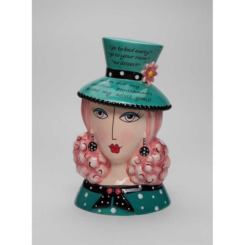 Fine Ceramic Fashion Lady Candy Cookie Jar by Dollymamas by