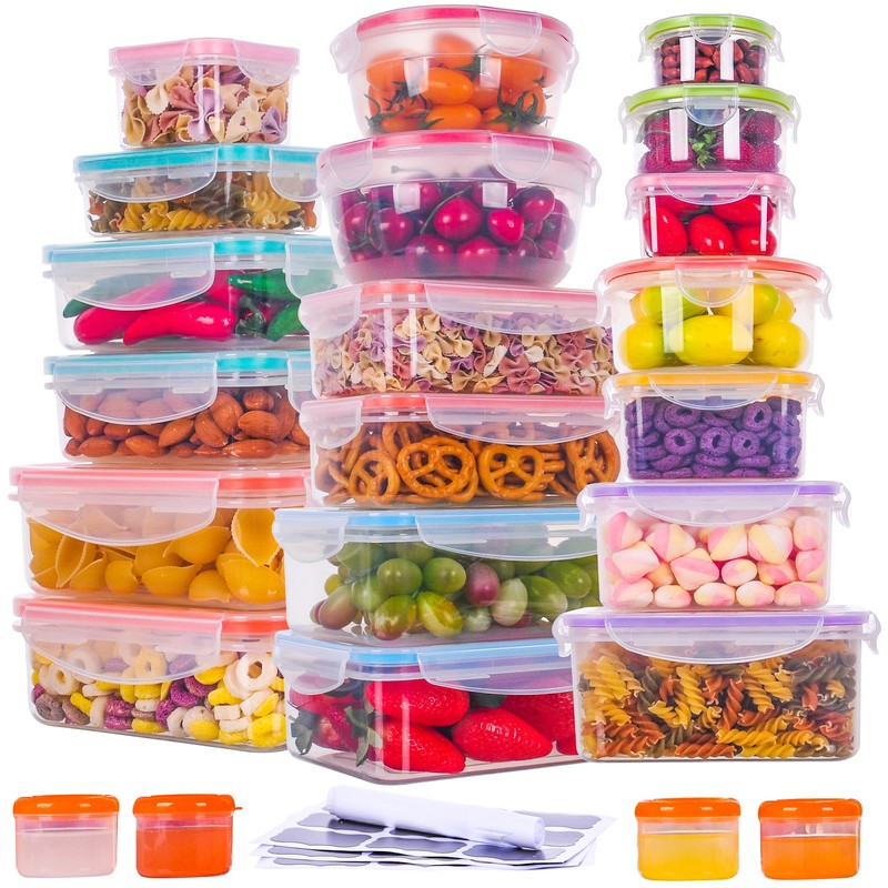 RockBerry 46 PCS Food Storage Containers with Lids Airtight- Plastic