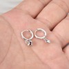 SILBERTALE 925 Sterling Silver Tiny Huggie Earrings Heart Dangle Drop