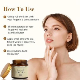 Tallow de ternera para la piel - Bálsamo hidratante batido, crema hidratante natural para cara y cuerpo, alivio para piel seca y sensible, bálsamo de miel de sebo (1)