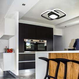 COOINJOY LED Ceiling Light, Black White Square Modern LED Ceiling Lighting, 21W 3000-6500K Changeable Acrylic Aluminum Light Fittings Ceilings for Hallway, Living Room, Kitchen, Bedroom, Aisle