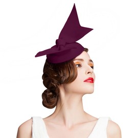 Lawliet Handmade Wool Felt Women Angel Wings Fascinator Hat Cocktail Party Show A194 (Wine)
