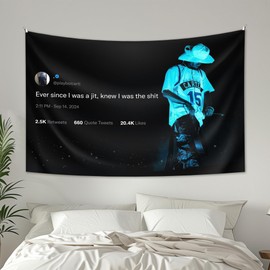 StyleNest Interior - Playboi Carti Ever since I Was a Jit Timeless Rapper Tweet Tapestry 40x60in Flag Banner Wall Decor - Bedroom Living Room