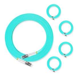 Lebrudos 5Pcs 5 Meter Multi-Mode Fiber Optic Patch Cord LC UPC to LC UPC Duplex, Fiber Cable Jumper OM3 50/125μm, 850nm/1300nm LSZH 3.0mm