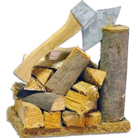 FADEDA Chopping Stick with Axe and Logs, Height: 7 cm, Hand-Painted, Detailed Nativity Scene Figures, Christmas Table Decoration, Nativity Accessories