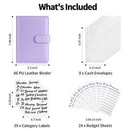 Sooez Budget Binder with Zipper Cash Envelopes & Expense Sheets for Budgeting and Saving Money, Money Organizer for Cash with Category Labels, Money Saving Binder Cash Wallet Envelope