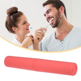 VOCOSTE 1 Pcs, Vertical Stripe Toothbrush Case, Plastic, Traveling Toothbrush Holders Case, Travel Business, Red, 7.87"x1.18"