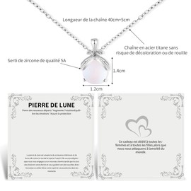 Dreaku Mondstein Kette, Natürlicher Anhänger Kristalle Steine Frauen Halskette Schmuck Geschenk kette mit Anhänger für Damen Mädchen Mama Schmuck Geschenk