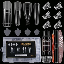 Kit de 288 Piezas de Moldes para Uñas de Polygel, 4 Estilos, Reutilizables, Cobertura Total, para Extensión de Uñas, con Doble Molde Y 4 Estilos de Pegatinas de Silicona. Set de Gel Construct
