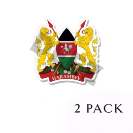 Wrapped in Skins Kenya Coat of Arms Vinyl Stickers - Indoor Outdoor Kenyan Crest Emblem Flag - 5" wide / 2 pack