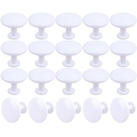 HUGOLEM Pack of 20 Round Mushroom Shape Drawer Pulls Varnish White Furniture Cupboard Aluminium Alloy Dresser Knobs Door Window Pull Handles Cabinet Hardware for Closet Wardrobe Pulls with Screws