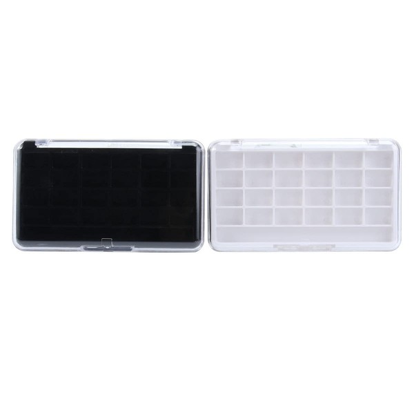 SOLUSTRE 2PCS Empty Makeup Palette with 24 Grids Lipstick Palette Painting Palette Box Containter for Lip Balm Eyeshadow Powder Blusher Highlighters Decor White Black