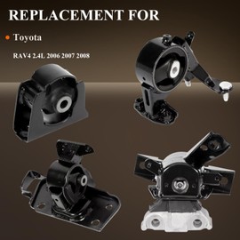 Engine Motor Mount & Trans Mount Replacement for Toyota RAV4 2.4L 2006 2007 2008, Engine Mount Set of 4 Replaces OE# A62050 GP9513 EM9513 123710V020 1237128190 A62064 GP9549 EM9549 1237228220