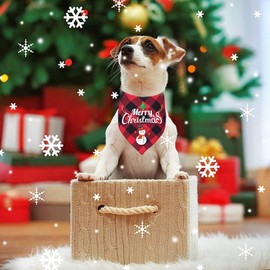 Malier 2 Pack Dog Bandana Christmas Classic Buffalo Plaid Pets Scarf Triangle Bibs Kerchief Set Pet Costume Accessories Decoration for Small Medium Large Dogs Cats Pets (Large, Red and Green-2)