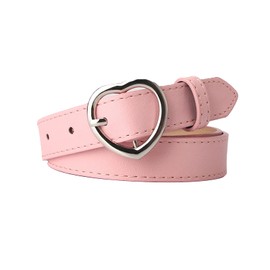 AWOCAN Fashion Women PU Leather Belt with Heart Shaped Buckle for Casual Dresses Jeans Pants dresses (pink-)