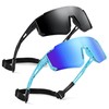 kunchu Kids Sunglasses Boys Polarized Sports Youth Sunglasses for Cycling Baseball with Glasses Cloth (BlackBBlueBBlue3)