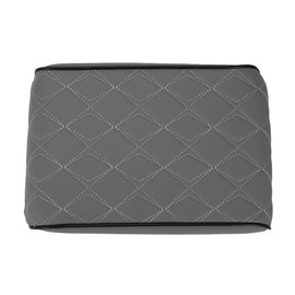 X AUTOHAUX Car Center Console Cover Car Armrest Cover 12.6"x8.27"x2.36" Grey Nappa Leather Memory Foam