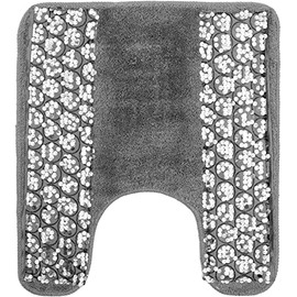 Zahari Home Sinatra Bath Rug Contour Contemporary Decorative Beautiful Design Size 24" x 21", Silver