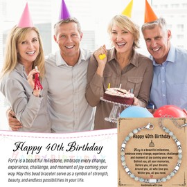 AryaHozel 40th Birthday Gifts Women, 40th Birthday Decorations for Women, 1985, 40 Year Old Birthday Gifts for Her, Wife, Sister, Mom, Daughter, Friend, Coworker, Bracelet with 40th Birthday Card