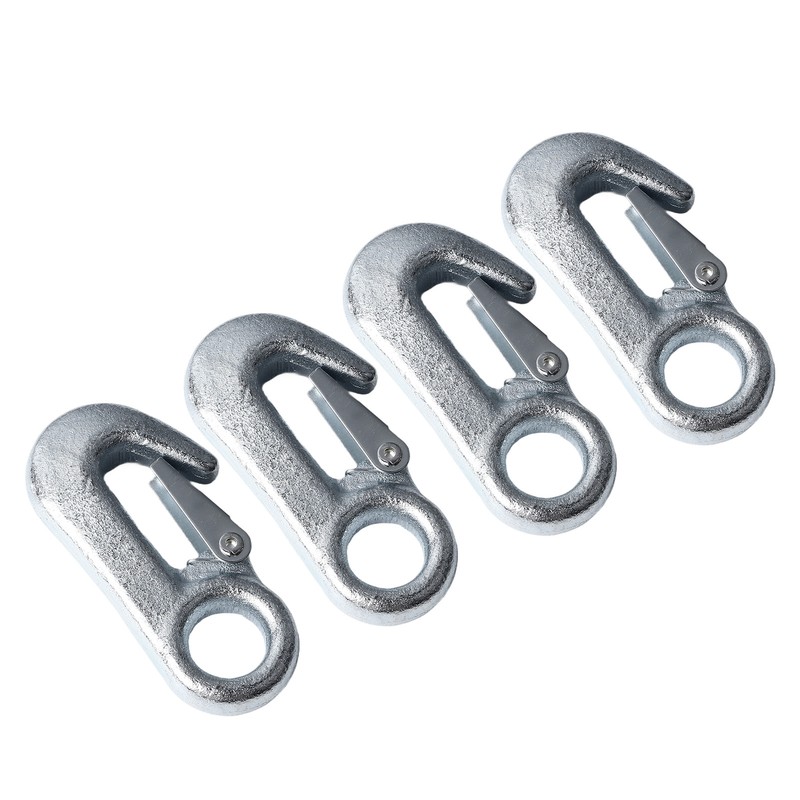 4Pcs Trailer Snap Hook 90mm Iron Tow Hook Safety Chain