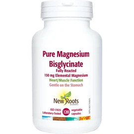 New Roots Herbal - Pure Magnesium Bisglycinate 130mg, 120 Capsules - Elemental Magnesium Bisglycinate Chelate - Magnesium for Muscle Cramps Relief, Healthy Bones, Healthy Teeth and Sleep Support