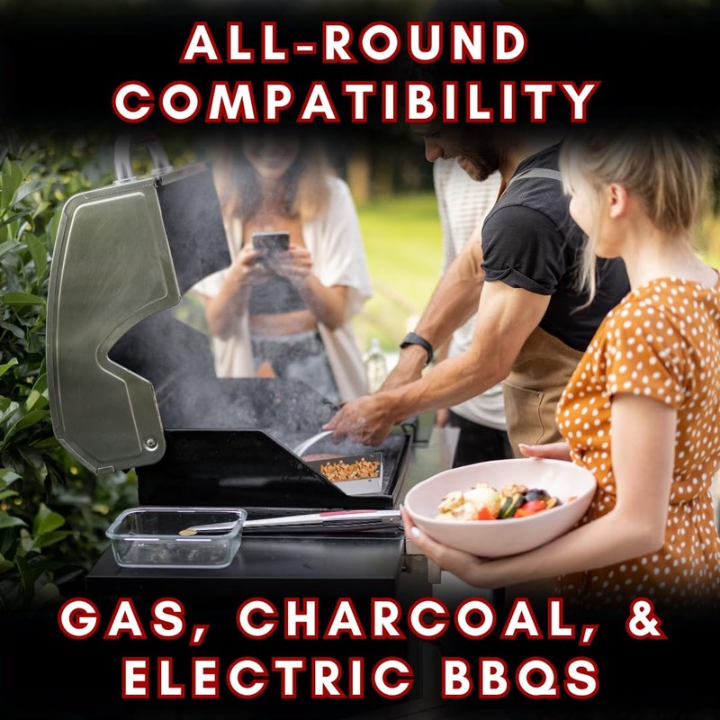 CosmoGrill Stainless Steel Smoker Box, 37cm Long, for Gas, Charcoal,