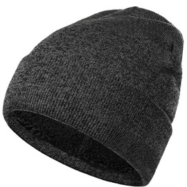 H HOME-MART Winter Beanie Hat - Warm Knit Skull Cap, Thermal Thick Polar Fleece Snow Cap for Men and Women (AU, Alpha, One Size, Grey)