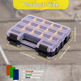 Tool Box Storage Organizer, TONGQI 34-Compartment Double Side Small Parts Box with Removable Plastic Dividers for Hardware, Screws, Bolts, Nails, Jewelry and Fishing Accessories, 2 Pack