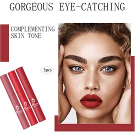 Brillo Labial en Tono Fresa（3 Unidades), Hidratante y Ligero, Líquido Mate Nude, Uso Duradero, Taza Antiadherente, No se Decolora, Resistente al Agua, Perfecto para el Uso Diario(B)