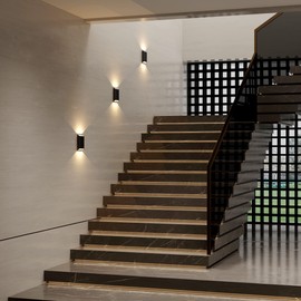 ilucezzo LED Wall Lights Outdoor Wall Sconces Dimmable 15.5W, IP65 Waterproof Porch Lights Up and Down Modern Wall Lamps for Bedroom, 3000K CRI 90+ (Black+Gold)