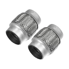 X AUTOHAUX 2 Pcs 2"x4" Car Exhaust Flexible Pipe Tubing Universal Exhaust Joint Stainless Steel Silver Tone