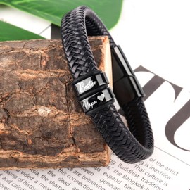 Merclix I Love You Gifts for Men/Dad Gift Leather Bracelet Men's Gift Dad Husband Christmas/Valentine's Day/Father's Day Gifts, Stainless Steel
