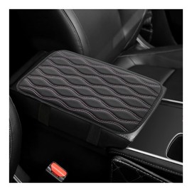 Ohleats Car Center Console Pad, Waterproof PU Leather Auto Armrest Box Cover, Comfortable Vehicle Arm Rest Protector Cushion Pad for Car SUV, Universal Car Accessories (Black+Pink)