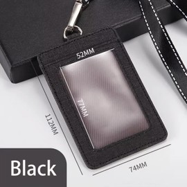 PU Leather ID Badge Holder with Clear Window, Vertical ID Card Holder, Dual Card Slots, 1-Pack Card Holder, 4 Colors