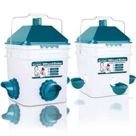 Chicken Feeder and Waterer Set,Anti-Roost Chicken Feeder and Automatic Chicken Waterer for Chickens, Ducks, Pigeons and Quail