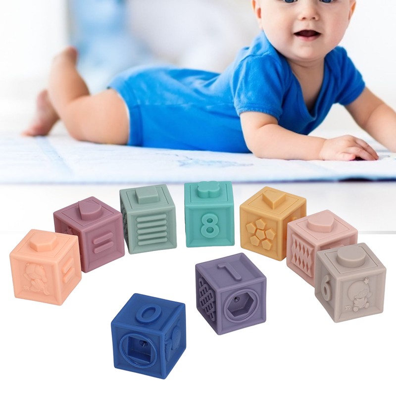 Soft Rubber Blocks Babies Children Chewing Silicone Early Childhood Educational