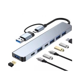 ECO INFINITY X USB C Hub, Aluminum 7 in 1 USB Extender, USB Splitter with 1 x USB 3.0, 4 x USB 2.0 and 2 x USB C Ports for MacBook Pro Air and Other PC/Laptop/Tablet Devices