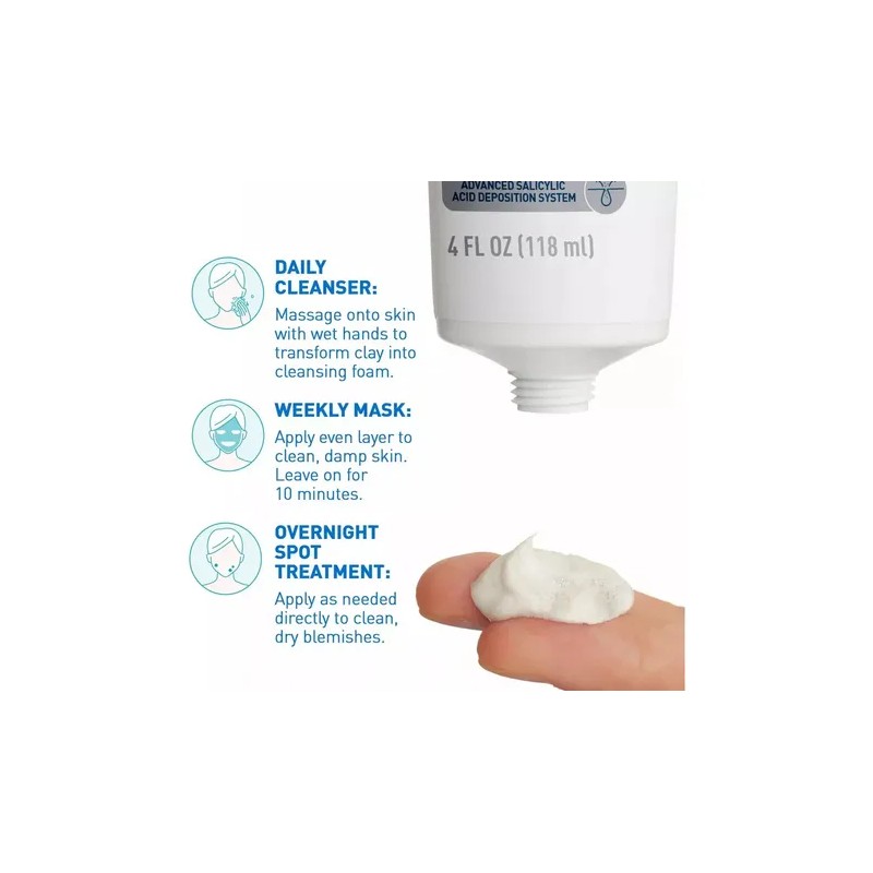 Cerave Limpiador Facial, Mascarilla Y Tratamiento 118 Ml.