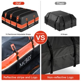 Rooftop Cargo Carrier, 21 Cubic Feet Soft-Shell Waterproof Car Roof Luggage Bag for All Vehicles SUV with/Without Rails, Includes 10 Reinforced Straps + 6 Door Hooks,Storage Bag,Anti-Slip Mat