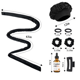 Heatless Curls, No Heat Curls Overnight Headband Cosmetics Castor Oil Organic (2oz) for Women, Black