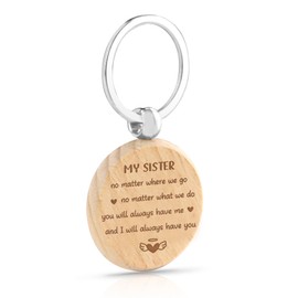 Gifts for Sister Wood Sister Keyring Sister Gifts from Sister Brother Friendship Gifts for Women Sister Birthday Gifts for Women Christmas Gifts for Sister Bestie Gifts Valentines Day Gifts