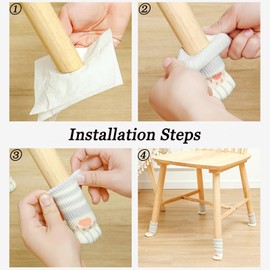 lurora2021 Pack of 24 Knitted Chair Leg Protectors, Elastic Chair Leg Socks, Knitted Furniture Socks, Cat Paw Furniture Socks, Anti-Scratch Chair Socks for Table, Desk, Sofa, Bed, Cupboard, Door