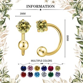 Small Huggie Half Hoop Earrings for Women Girls,Tiny 3mm Birthstone Earrings Cartilage Hypoallergenic Stud for Women (June)