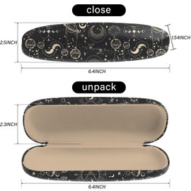 BHAHB Eyeglasses Case Hard Shell Protective Case for Glasses,Eyeglass Holder Box with Cleaning Cloth for Unisex Women Girls Men Cute Aesthetic Classic-Moon Sun