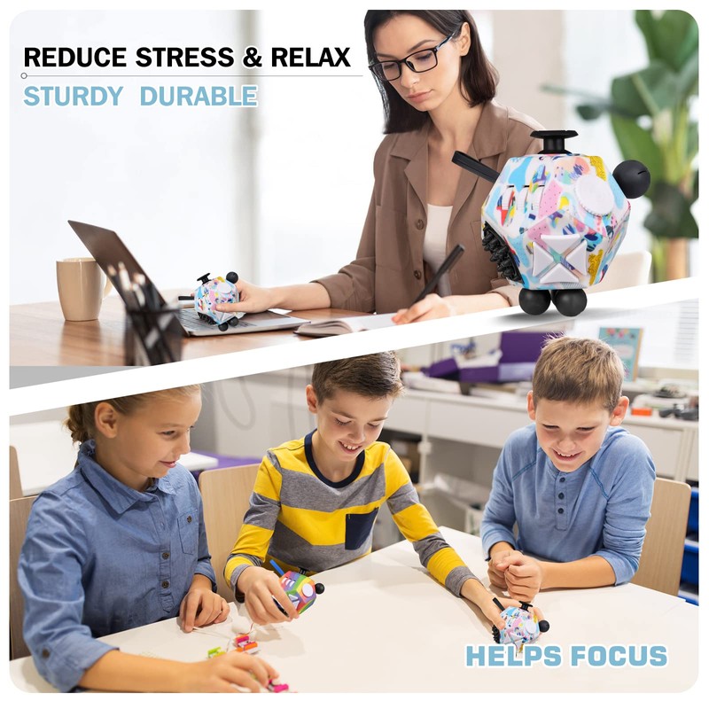 VCOSTORE Fidget Cube With 12 Sides - Original Figet Cube