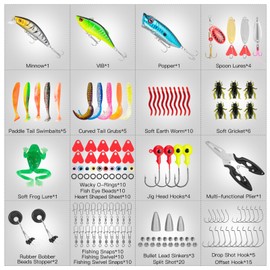 WITOROR Fishing Lures, 144Pcs Fishing Tackle Box Included Crankbaits, Spoon, Hooks, Jigs, Weights and More Fishing Gear Lures Kit Set, Fishing Bait Lure Gear Kit Fishing Gifts for Men Bass Freshwater