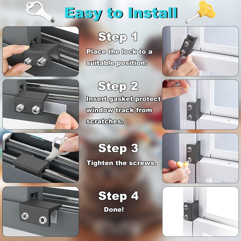 Window Locks,(8 Sets) Sliding Window Locks with Key,Window Locks Security