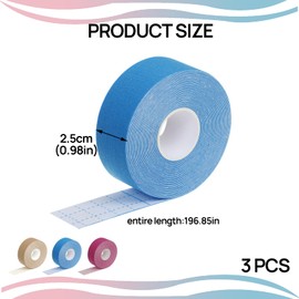 Menibeuty 3Stück 2.5cm/5M Face Tape Lifting Gesicht, Multifunktional Face Tape Myofasziales, Gesichtstape Gegen Falten,Faces Lifting Tapes(Rosa, Blau, Hautfarbe)